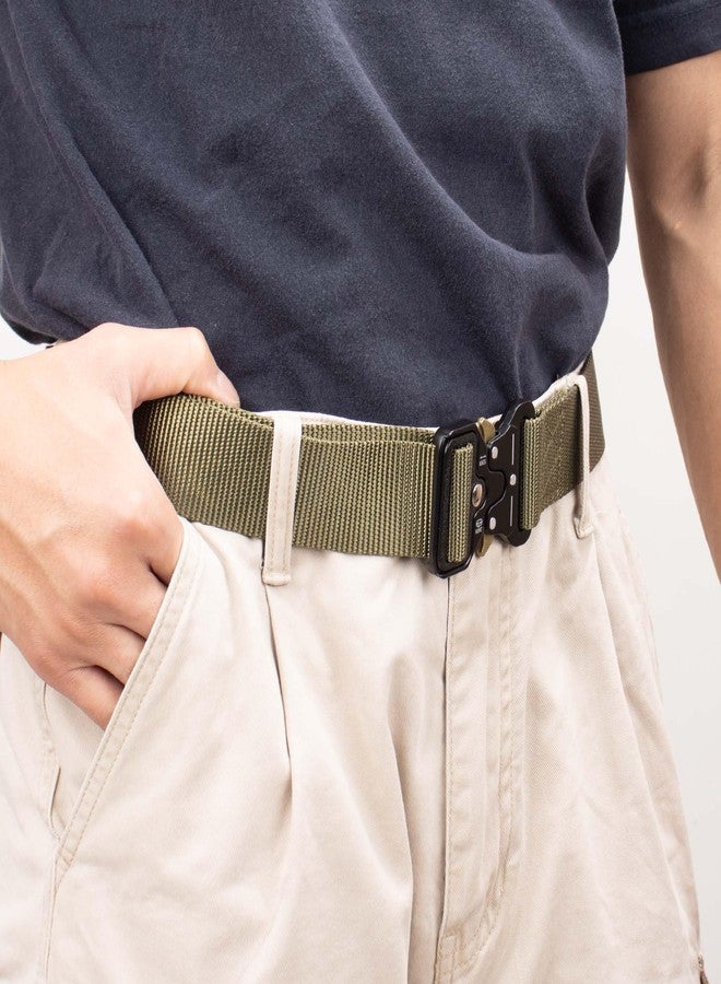 حزام Letszhu التكتيكي، حزام من النايلون بعرض 1.5 بوصة مزود بإبزيم سريع الفتح وخطاف MOLLE للاستخدام اليومي، والاستخدامات العسكرية، والمشي لمسافات طويلة، وأعمال التجهيز (لون أخضر عسكري) - Image 5